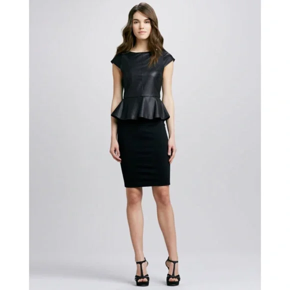 Alice + Olivia | Dresses | Aliceolivia Leather Peplum Knee Length Dress |  Poshmark